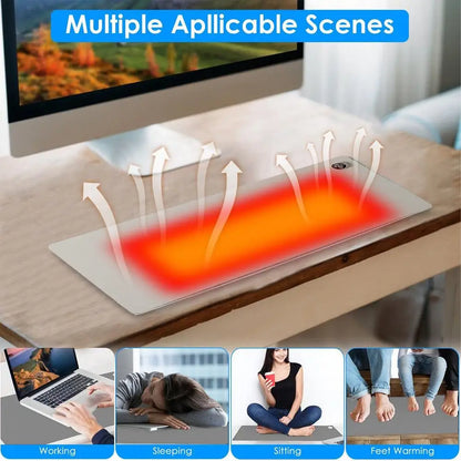 Extra-Large Heated Desk Pad – PU Leather Hand Warmer &amp; Writing Surface