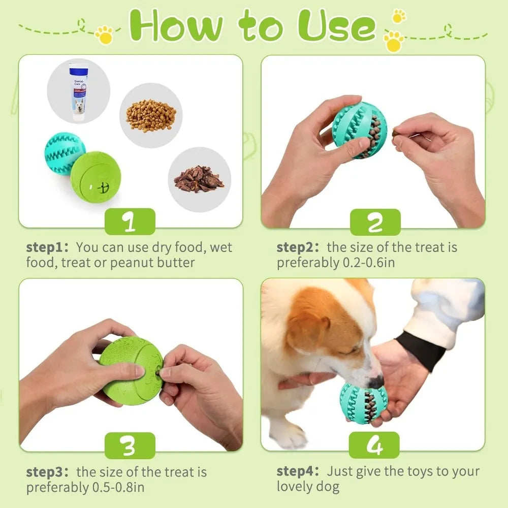 Interactive Dog Chew Balls — Treat Dispensing &amp; Dental Care Toy