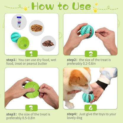 Interactive Dog Chew Balls — Treat Dispensing &amp; Dental Care Toy