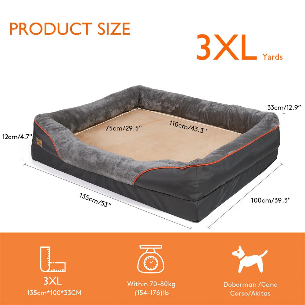 BORWART Orthopedic Memory Foam Dog Bed – Extra-Large Comfort for Restful Sleep