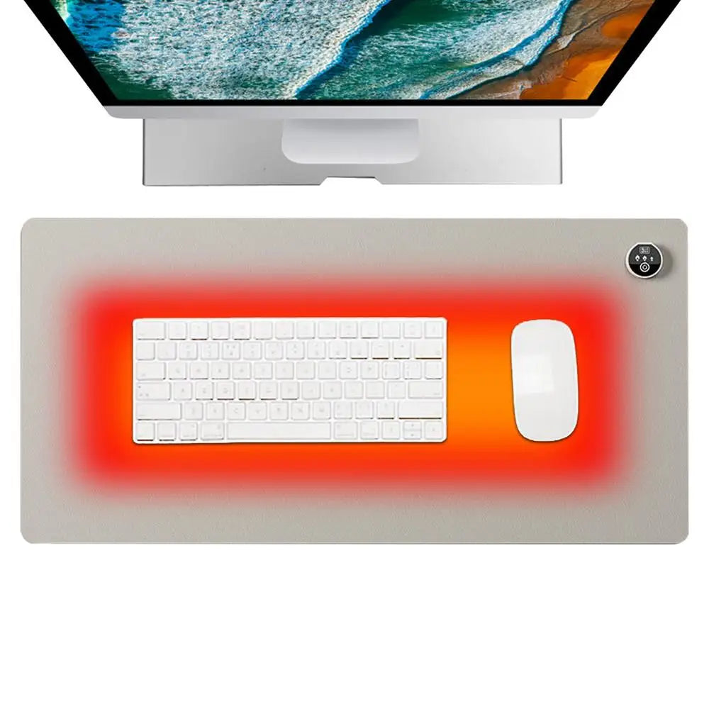Extra-Large Heated Desk Pad – PU Leather Hand Warmer &amp; Writing Surface