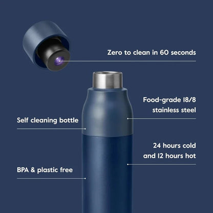 Self-Cleaning Insulated Stainless Steel Water Bottle – 25 oz (Monaco Blue)