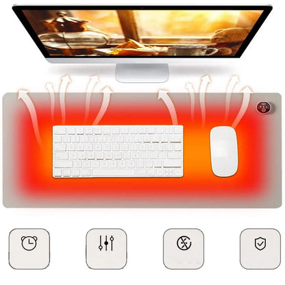 Extra-Large Heated Desk Pad – PU Leather Hand Warmer &amp; Writing Surface
