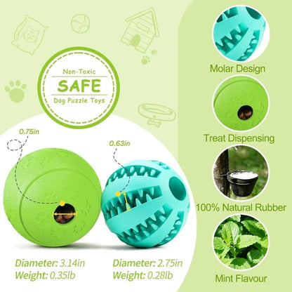Interactive Dog Chew Balls — Treat Dispensing &amp; Dental Care Toy
