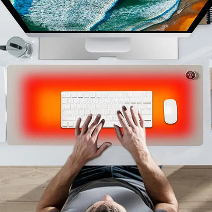 Extra-Large Heated Desk Pad – PU Leather Hand Warmer &amp; Writing Surface