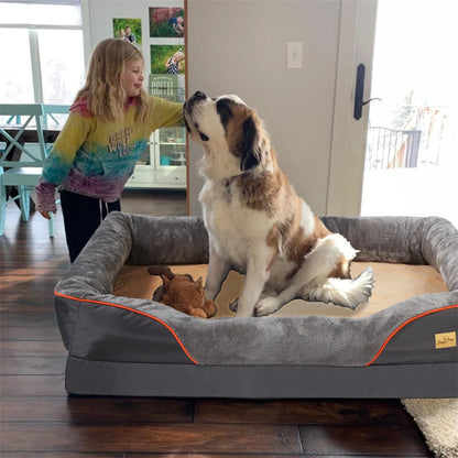 BORWART Orthopedic Memory Foam Dog Bed – Extra-Large Comfort for Restful Sleep