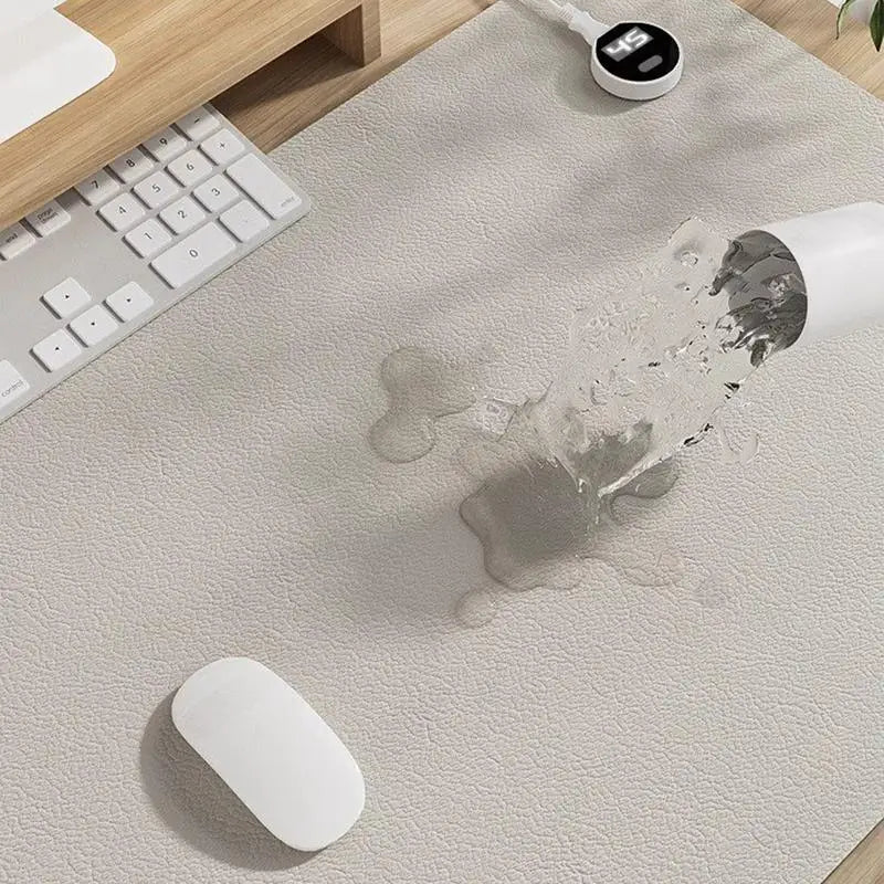 Extra-Large Heated Desk Pad – PU Leather Hand Warmer &amp; Writing Surface