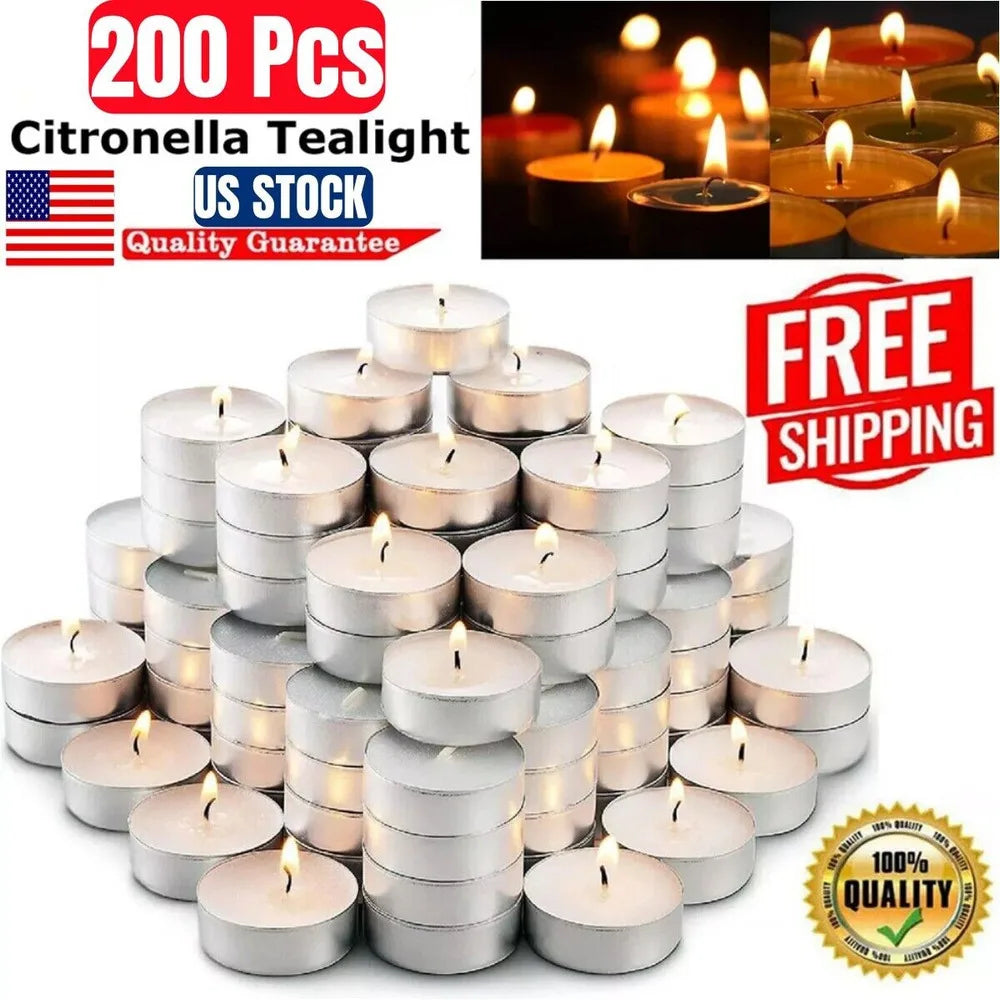 200-Pack White Unscented Tealight Candles (4-Hour Burn Time)