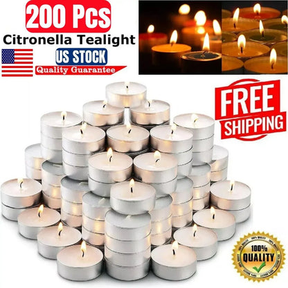 200-Pack White Unscented Tealight Candles (4-Hour Burn Time)