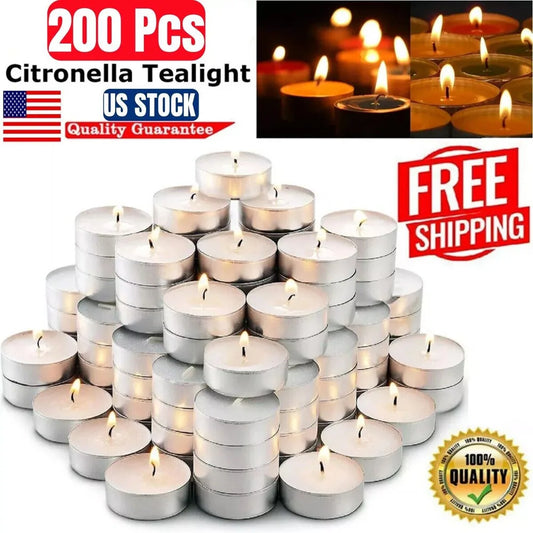200-Pack White Unscented Tealight Candles (4-Hour Burn Time)